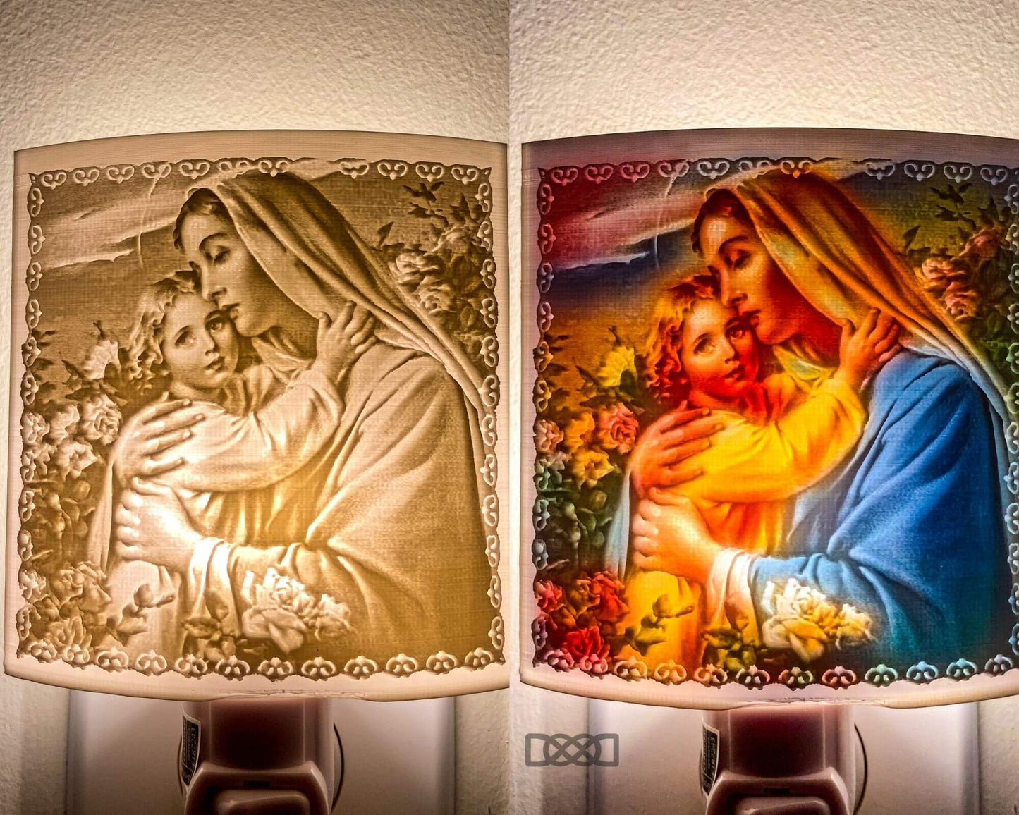 Virgin Mary And Baby Jesus Lithophane Night Light Art