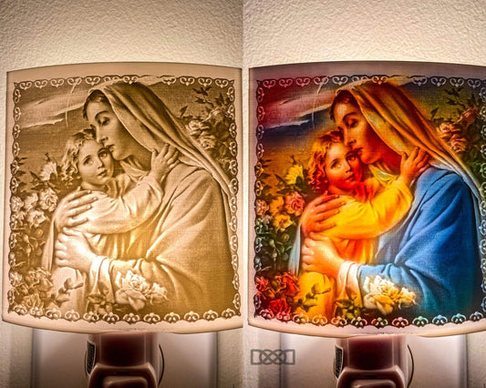Virgin Mary And Baby Jesus Lithophane Night Light Art