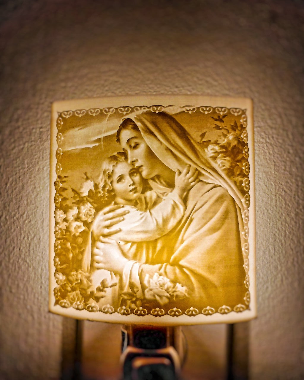 Virgin Mary And Baby Jesus Lithophane Night Light Art