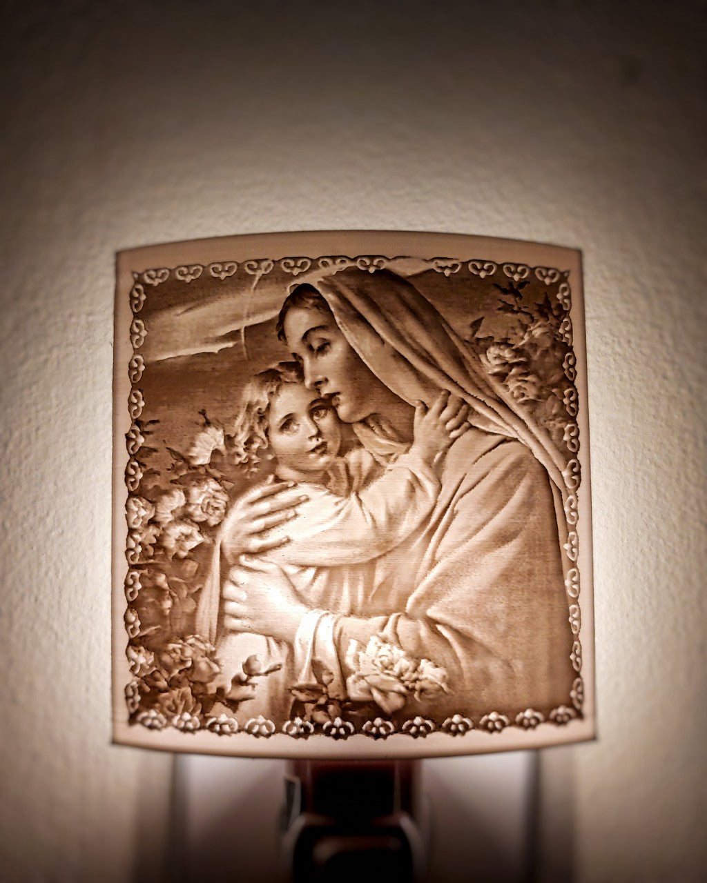 Virgin Mary And Baby Jesus Lithophane Night Light Art