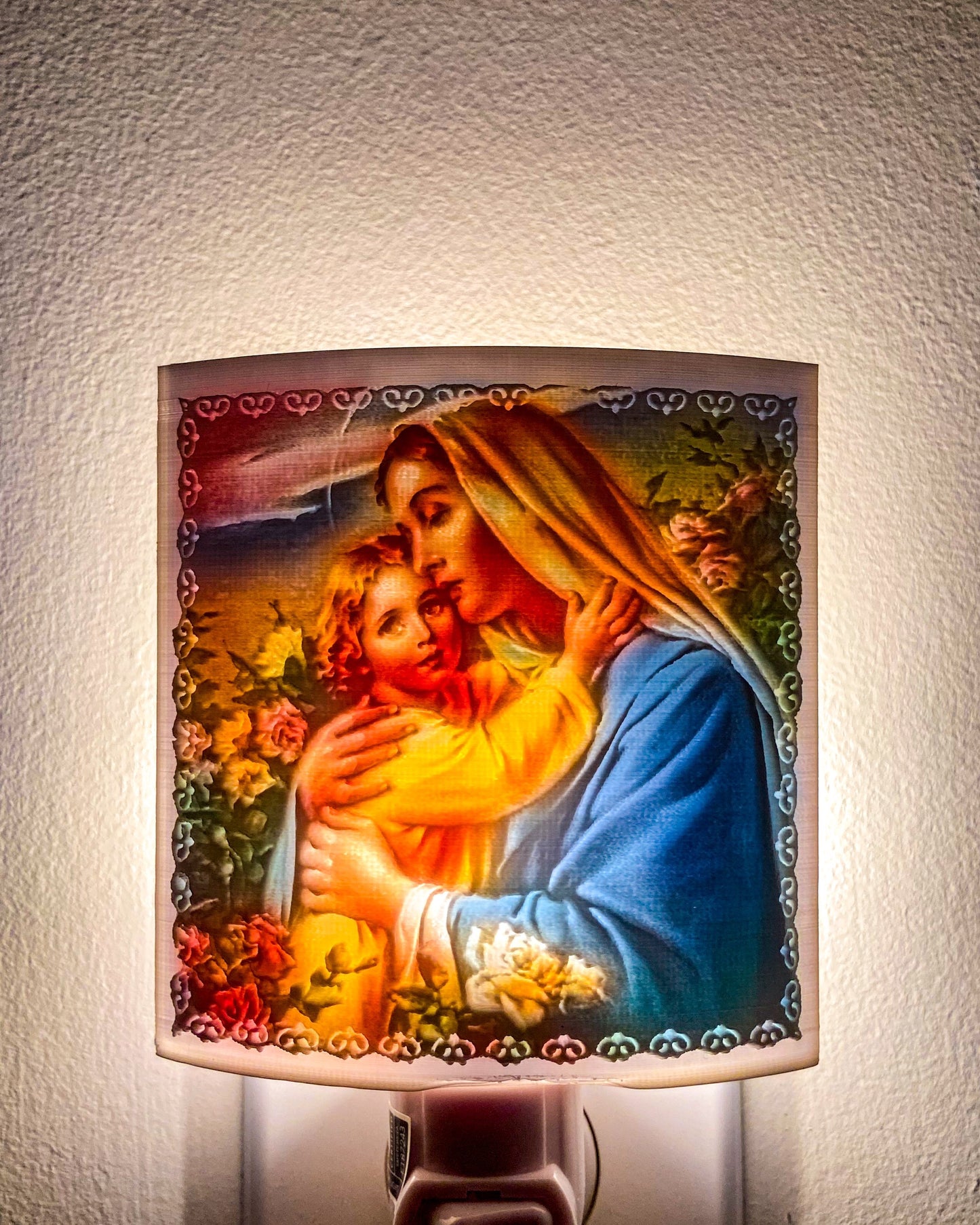Virgin Mary And Baby Jesus Lithophane Night Light Art