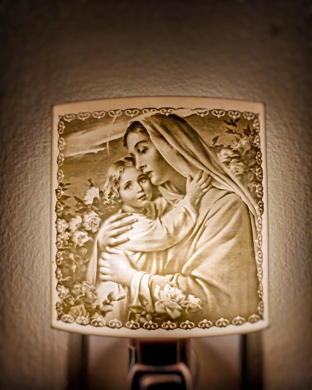 Virgin Mary And Baby Jesus Lithophane Night Light Art